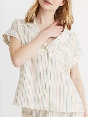 Madewell - Cream Rainbow Striped Button-Down Shirt